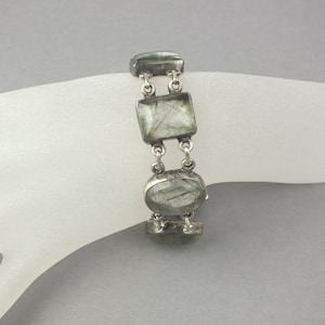 Vintage 925 Sterling Silver Bracelet Tourmaline Quartz Gemstones, Unique Bracelet, Gift for Her, Birthday Gift for Women
