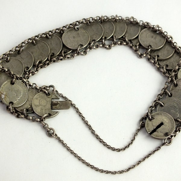 braccialetto vintage con monete della regina olandese Guglielmina, braccialetto di gioielli, regalo, gioielli da braccio per donne