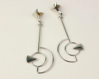 Vintage silver drop earrings, fashion jewelry ladies earrings, gift for women, birthday gift for her