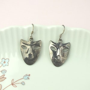 Vintage masks 925 sterling silver ladies earrings hanging, modern drop earrings, jewelry gift for women, birthday gift for her