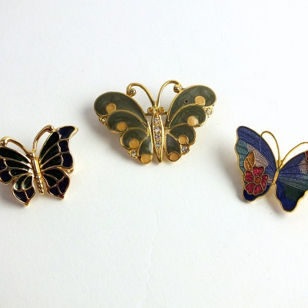 1x vintage butterfly brooch with enamel, fashion jewelry, pin, gift