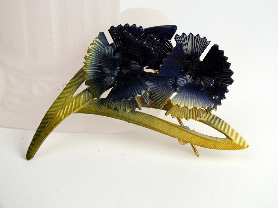 Broche Vintage Fleur Rose En Métal Doré - Bijou Fantaisie Design Français N4075 - Objet De Collection