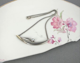 Vintage necklace for women, 925 sterling silver – delicate necklace with bicolor pendant – modern fine jewelry