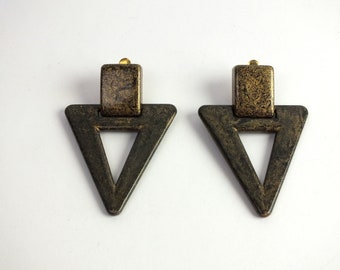 clips d'oreilles triangulaires vintage, grandes boucles d'oreilles pendantes, bijoux fantaisie en plastique des années 80