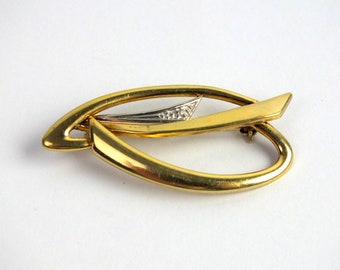 vintage Amerik Teka brooch made of double gold, old jewelry, pin, gift for women/girlfriend/mother/aunt/sister