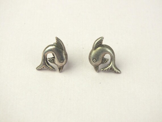 Vintage 925 Silber Ohrstecker mit Delphinen – kleine Echt‑Silber Ohrringe – zarte Damen & Mädchen Ohrringe