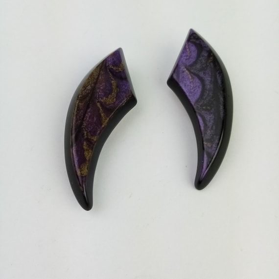 große vintage Ohrringe Damen, Violette Ohrclips, … - image 1
