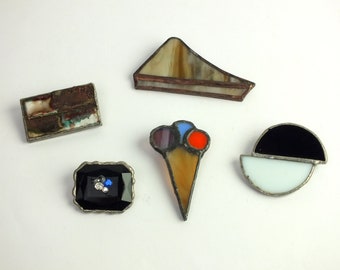 vintage Brosche Metall/ Glas, handgefertigter Schmuck, abstrakte Anstecknadel, Geschenk oder Mitbringsel für Frauen