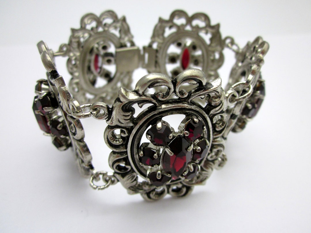 Nostalgic Vintage Silver Bracelet With Gemstones Etsy UK