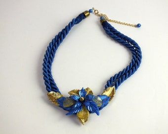 vintage necklace necklace blue/gold, old fashion jewelry, gift for girlfriend/sister/mother/aunt
