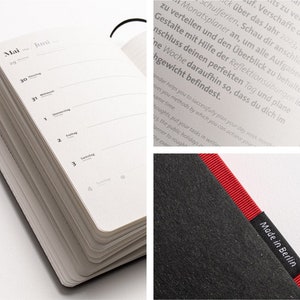 Calendario tascabile sostenibile 2024 realizzato con carta riciclata al 100% Design Kalender pied de poule Nero immagine 6