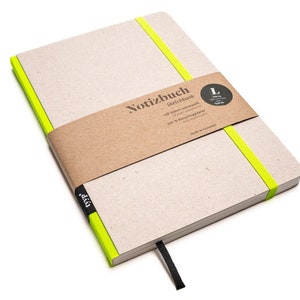 Cuaderno de diseño A5 hecho a mano con papel 100% reciclado “Classic” - amarillo neón - cartón reciclado