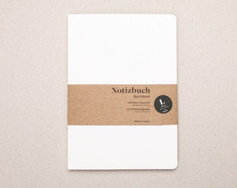 A5-notitieboekje met zachte kaft, gemaakt van gerecycled papier – duurzaam, veganistisch en handgemaakt in Duitsland.