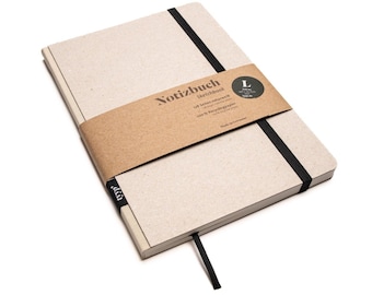 A5 blank notebook, cream | Classic perforated recycled cardboard | Handmade recycled paper | Sustainable | Gift
