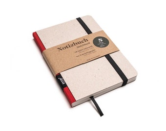 Handmade design notebook A6 made from 100% recycled paper “Classic” - red - recycled cardboard