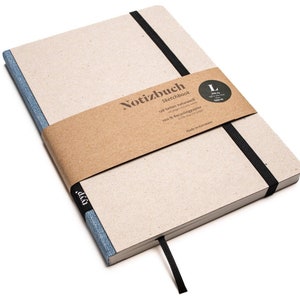 Libreta de diseño A5 hecha a mano con papel 100% reciclado "Classic" - Azul Jeans - Cartón reciclado