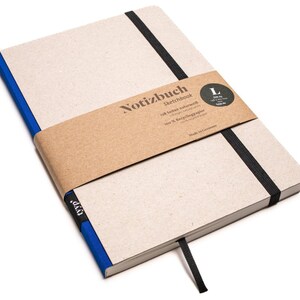 Libreta de diseño artesanal A5 de papel 100% reciclado "Classic" - Azul - cartón reciclado