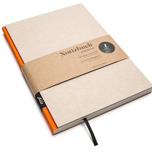 Libreta de diseño A5 hecha a mano con papel 100% reciclado "BerlinBook" - Naranja - Cartón reciclado