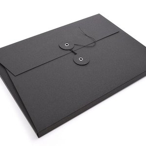 Folder with drawstring closure black, document folder, writing folder, seminar folder, sustainable folder, recycled paper, A4 folder