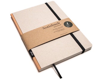 Handmade design notebook A5 made from 100% recycled paper “Classic” - peach color - recycled cardboard