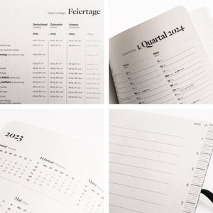 Calendario tascabile sostenibile 2024 realizzato con carta riciclata al 100% Design Kalender pied de poule Nero immagine 4
