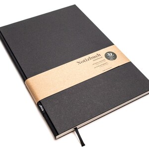 Handmade large designer notebook made from 100% recycled paper &quot;BerlinBook&quot; - Black