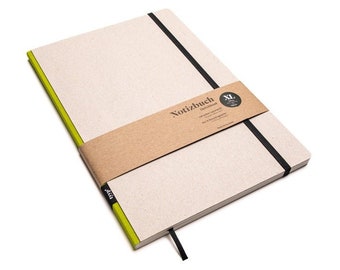 Carnet design fait main A4 en papier 100% recyclé "Classic" - vert anis - carton recyclé