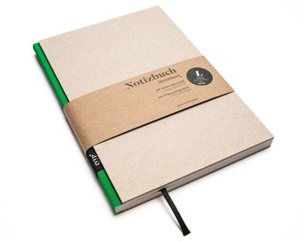Handmade design notebook A5 made of 100% recycled paper “BerlinBook” - green - recycled cardboard