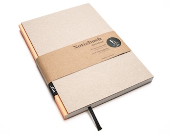 A5 blank notebook, salmon-colored recycled cardboard | BerlinBook perforated | handmade recycled paper | sustainable vegan | gift
