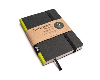 Handmade design notebook A6 made from 100% recycled paper “Classic” - lime green - black