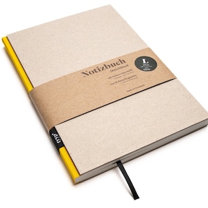 Cuaderno de diseño A5 hecho a mano con papel 100% reciclado “BerlinBook” - Taxi Yellow - cartón reciclado