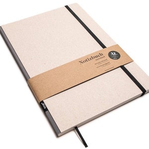 Cuaderno de diseño A4 hecho a mano con papel 100% reciclado “Classic” - gris carbón - cartón reciclado