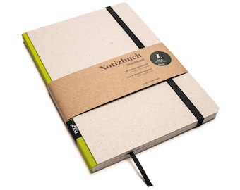 Carnet design fait main A5 en papier 100% recyclé « Classic » - vert lime - carton recyclé