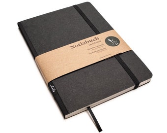 Handmade design notebook A5 made of 100% recycled paper “Classic” - Black - Black