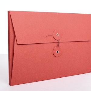 Folder with drawstring closure red, document folder, writing folder, seminar folder, sustainable folder, recycled paper, A4 folder