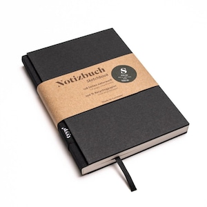 Handmade small designer notebook made from 100% recycled paper &quot;BerlinBook&quot; - Black