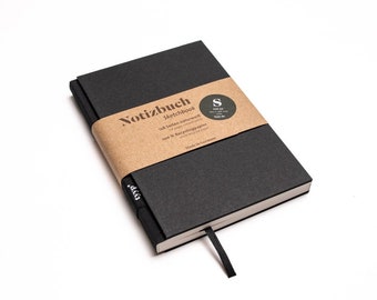 Handmade small design notebook made from 100% recycled paper “BerlinBook” - black