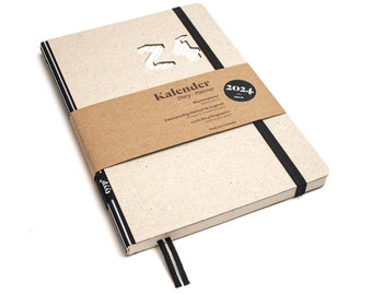Calendario tascabile sostenibile 2024 in carta riciclata al 100% “Design Calendar” nero - strisce di eco-cartone