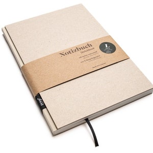 Libreta de diseño A5 hecha a mano con papel 100% reciclado "BerlinBook" - Crema - Cartón reciclado