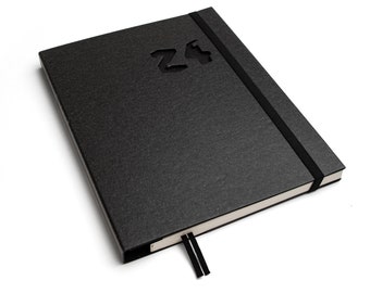 Sustainable Book Calendar 2024 made from 100% Recycled Paper "Swiss Brochure" - Black