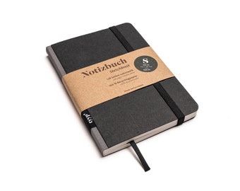 Handmade design notebook A6 made from 100% recycled paper “Classic” - carbon gray - black