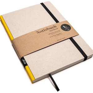 Cuaderno de diseño A5 hecho a mano con papel 100% reciclado “Classic” - amarillo taxi - cartón reciclado