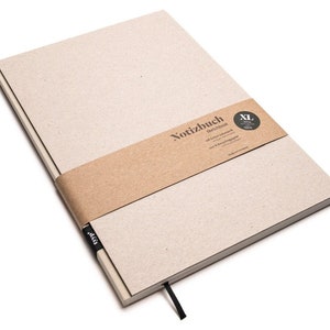 Cuaderno de diseño grande hecho a mano con papel 100% reciclado “BerlinBook” - Beige crema/cartón reciclado