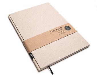 Handmade large design notebook made from 100% recycled paper “BerlinBook” - Cream Beige/recycled cardboard
