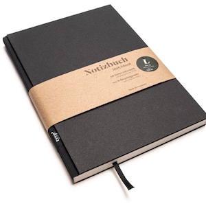Quaderno di design fatto a mano A5 in carta riciclata al 100% "BerlinBook" - Nero