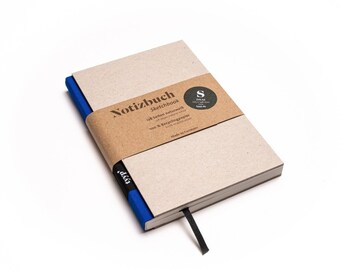 Handmade small design notebook made of 100% recycled paper “BerlinBook” - Blue/Recycled cardboard