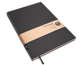 Handmade large designer notebook made from 100% recycled paper “BerlinBook” - black and white stripes