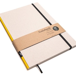 Handmade design notebook A4 made of 100% recycled paper &quot;Classic&quot; - Taxi Yellow - recycled cardboard