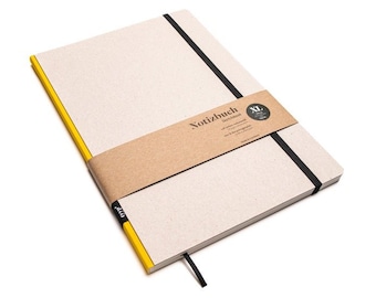 Handgemachtes Design-Notizbuch A4 aus 100 % Recyclingpapier „Klassik“ - Taxi Gelb - Recyclingkarton