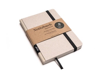 Handmade design notebook A6 made of 100% recycled paper "Classic" - cream - recycled cardboard